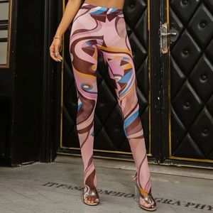 Geo print mesh leggings